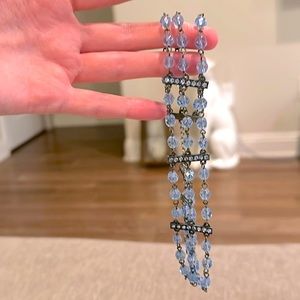 Beautifully Made Light Blue Beaded Choker With Silver Rhinestones! Elegant 4 U❣️